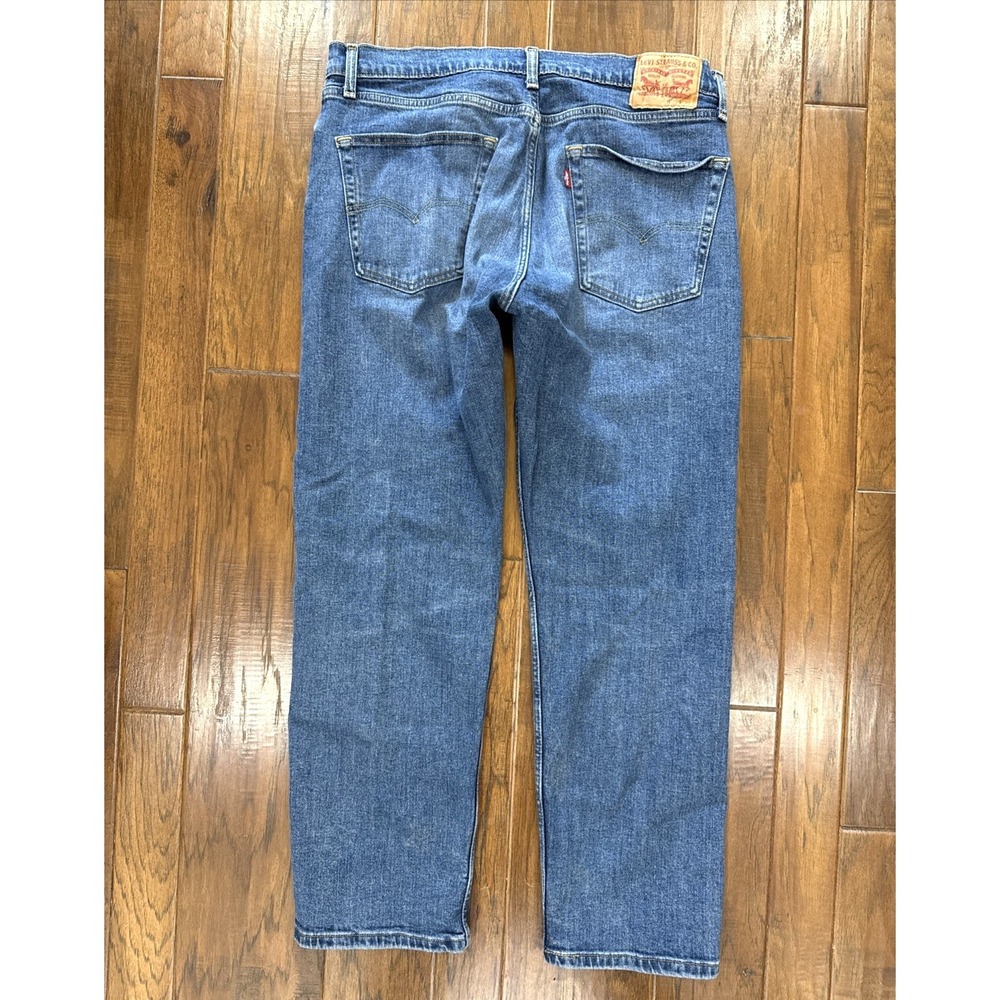 Levi's 505 Jeans Mens 36x30 Blue Whiskers Grunge Straight Leg Spandex Casual Dad - Picture 6 of 7